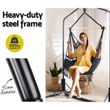 darrahopens Furniture > Outdoor Gardeon Outdoor Hammock Chair with Stand Tassel Hanging Rope Hammocks Grey