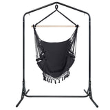darrahopens Furniture > Outdoor Gardeon Outdoor Hammock Chair with Stand Tassel Hanging Rope Hammocks Grey