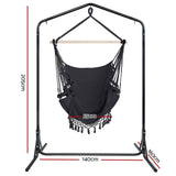 darrahopens Furniture > Outdoor Gardeon Outdoor Hammock Chair with Stand Tassel Hanging Rope Hammocks Grey
