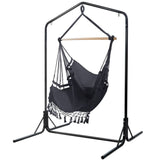 darrahopens Furniture > Outdoor Gardeon Outdoor Hammock Chair with Stand Tassel Hanging Rope Hammocks Grey