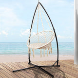 darrahopens Furniture > Outdoor Gardeon Outdoor Hammock Chair with Steel Stand Cotton Swing Hanging 124CM Cream