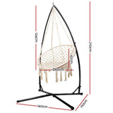 darrahopens Furniture > Outdoor Gardeon Outdoor Hammock Chair with Steel Stand Cotton Swing Hanging 124CM Cream