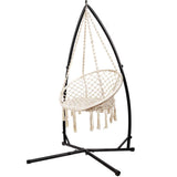 darrahopens Furniture > Outdoor Gardeon Outdoor Hammock Chair with Steel Stand Cotton Swing Hanging 124CM Cream