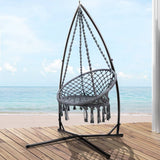 darrahopens Furniture > Outdoor Gardeon Outdoor Hammock Chair with Steel Stand Cotton Swing Hanging 124CM Grey