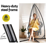darrahopens Furniture > Outdoor Gardeon Outdoor Hammock Chair with Steel Stand Cotton Swing Hanging 124CM Grey