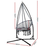 darrahopens Furniture > Outdoor Gardeon Outdoor Hammock Chair with Steel Stand Cotton Swing Hanging 124CM Grey