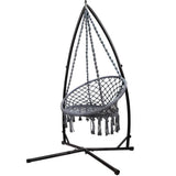 darrahopens Furniture > Outdoor Gardeon Outdoor Hammock Chair with Steel Stand Cotton Swing Hanging 124CM Grey