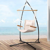 darrahopens Furniture > Outdoor Gardeon Outdoor Hammock Chair with Steel Stand Hanging Hammock Beach Cream