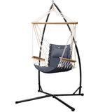 darrahopens Furniture > Outdoor Gardeon Outdoor Hammock Chair with Steel Stand Hanging Hammock Beach Grey