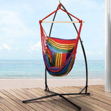 darrahopens Furniture > Outdoor Gardeon Outdoor Hammock Chair with Steel Stand Hanging Hammock Pillow Rainbow