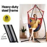 darrahopens Furniture > Outdoor Gardeon Outdoor Hammock Chair with Steel Stand Hanging Hammock Pillow Rainbow