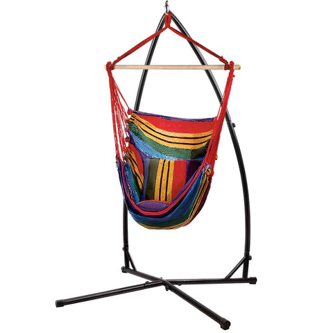 darrahopens Furniture > Outdoor Gardeon Outdoor Hammock Chair with Steel Stand Hanging Hammock Pillow Rainbow