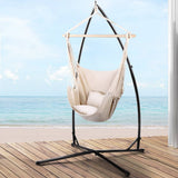 darrahopens Furniture > Outdoor Gardeon Outdoor Hammock Chair with Steel Stand Hanging Hammock with Pillow Cream