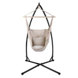 darrahopens Furniture > Outdoor Gardeon Outdoor Hammock Chair with Steel Stand Hanging Hammock with Pillow Cream
