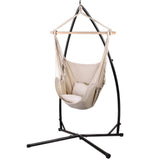 darrahopens Furniture > Outdoor Gardeon Outdoor Hammock Chair with Steel Stand Hanging Hammock with Pillow Cream
