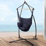 darrahopens Furniture > Outdoor Gardeon Outdoor Hammock Chair with Steel Stand Hanging Hammock with Pillow Grey