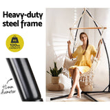 darrahopens Furniture > Outdoor Gardeon Outdoor Hammock Chair with Steel Stand Tassel Hanging Rope Hammock Cream
