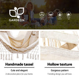darrahopens Furniture > Outdoor Gardeon Outdoor Hammock Chair with Steel Stand Tassel Hanging Rope Hammock Cream