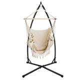 darrahopens Furniture > Outdoor Gardeon Outdoor Hammock Chair with Steel Stand Tassel Hanging Rope Hammock Cream