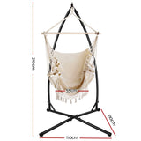 darrahopens Furniture > Outdoor Gardeon Outdoor Hammock Chair with Steel Stand Tassel Hanging Rope Hammock Cream