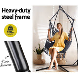darrahopens Furniture > Outdoor Gardeon Outdoor Hammock Chair with Steel Stand Tassel Hanging Rope Hammock Grey