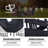 darrahopens Furniture > Outdoor Gardeon Outdoor Hammock Chair with Steel Stand Tassel Hanging Rope Hammock Grey