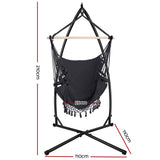 darrahopens Furniture > Outdoor Gardeon Outdoor Hammock Chair with Steel Stand Tassel Hanging Rope Hammock Grey