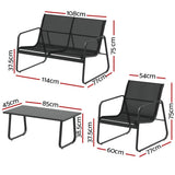 Darrahopens Furniture > Outdoor Gardeon Outdoor Lounge Setting Garden Patio Furniture Textilene Sofa Table Chair
