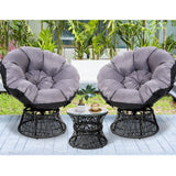darrahopens Furniture > Outdoor Gardeon Outdoor Lounge Setting Papasan Chairs Table Patio Furniture Wicker Black