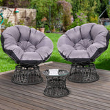 darrahopens Furniture > Outdoor Gardeon Outdoor Lounge Setting Papasan Chairs Table Patio Furniture Wicker Black