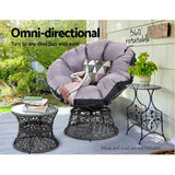 darrahopens Furniture > Outdoor Gardeon Outdoor Lounge Setting Papasan Chairs Table Patio Furniture Wicker Black