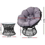 darrahopens Furniture > Outdoor Gardeon Outdoor Lounge Setting Papasan Chairs Table Patio Furniture Wicker Black