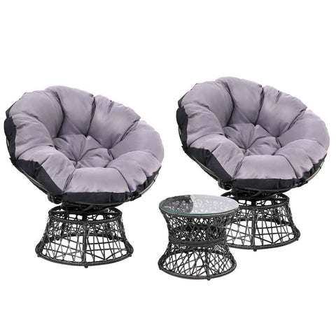 darrahopens Furniture > Outdoor Gardeon Outdoor Lounge Setting Papasan Chairs Table Patio Furniture Wicker Black