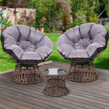 darrahopens Furniture > Outdoor Gardeon Outdoor Lounge Setting Papasan Chairs Table Patio Furniture Wicker Brown