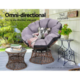 darrahopens Furniture > Outdoor Gardeon Outdoor Lounge Setting Papasan Chairs Table Patio Furniture Wicker Brown