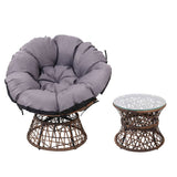 darrahopens Furniture > Outdoor Gardeon Outdoor Lounge Setting Papasan Chairs Table Patio Furniture Wicker Brown
