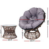 darrahopens Furniture > Outdoor Gardeon Outdoor Lounge Setting Papasan Chairs Table Patio Furniture Wicker Brown