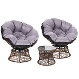 darrahopens Furniture > Outdoor Gardeon Outdoor Lounge Setting Papasan Chairs Table Patio Furniture Wicker Brown