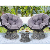 darrahopens Furniture > Outdoor Gardeon Outdoor Lounge Setting Papasan Chairs Table Patio Furniture Wicker Grey