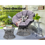 darrahopens Furniture > Outdoor Gardeon Outdoor Lounge Setting Papasan Chairs Table Patio Furniture Wicker Grey