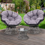 darrahopens Furniture > Outdoor Gardeon Outdoor Lounge Setting Papasan Chairs Table Patio Furniture Wicker Grey