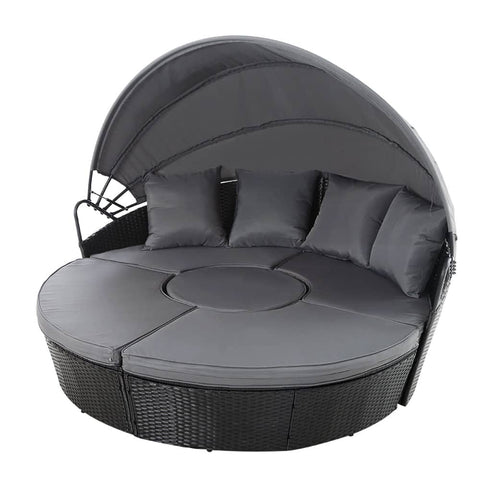 darrahopens Furniture > Outdoor Gardeon Outdoor Lounge Setting Sofa Patio Furniture Wicker Garden Rattan Set Day Bed Black