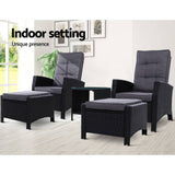 darrahopens Furniture > Outdoor Gardeon Outdoor Patio Furniture Recliner Chairs Table Setting Wicker Lounge 5pc Black
