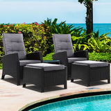 darrahopens Furniture > Outdoor Gardeon Outdoor Patio Furniture Recliner Chairs Table Setting Wicker Lounge 5pc Black