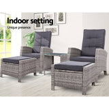 darrahopens Furniture > Outdoor Gardeon Outdoor Patio Furniture Recliner Chairs Table Setting Wicker Lounge 5pc Grey