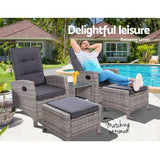 darrahopens Furniture > Outdoor Gardeon Outdoor Patio Furniture Recliner Chairs Table Setting Wicker Lounge 5pc Grey