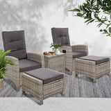 darrahopens Furniture > Outdoor Gardeon Outdoor Patio Furniture Recliner Chairs Table Setting Wicker Lounge 5pc Grey
