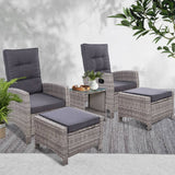 darrahopens Furniture > Outdoor Gardeon Outdoor Patio Furniture Recliner Chairs Table Setting Wicker Lounge 5pc Grey