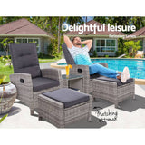 darrahopens Furniture > Outdoor Gardeon Outdoor Patio Furniture Recliner Chairs Table Setting Wicker Lounge 5pc Grey
