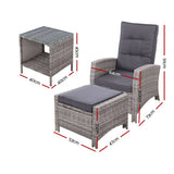 darrahopens Furniture > Outdoor Gardeon Outdoor Patio Furniture Recliner Chairs Table Setting Wicker Lounge 5pc Grey
